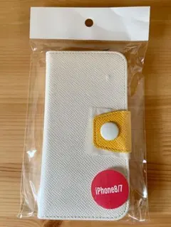 【未使用】iPhone 7 8 手帳ケース 白×黄色