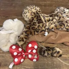ミニーマウス カチューシャ ヒョウ柄ファンキャップ セット