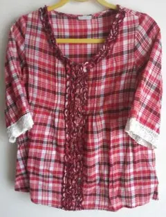 persodea（ペルソディア）トップス チェック柄 七分袖 サイズM