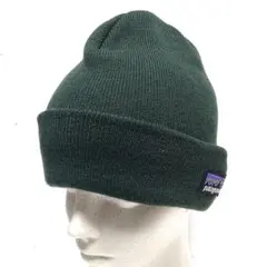 美品 patagonia パタゴニア ニット帽 ビーニー ダークグリーン ロゴ付のサムネイル