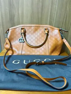 《美品》GUCCI ボストンバッグ ブラウンレザー
