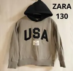 ZARA USAロゴ刺繍パーカー 8-9歳　130
