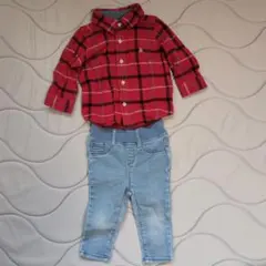 【美品】babyGap チェックシャツ 70 長袖シャツ　デニム　セット