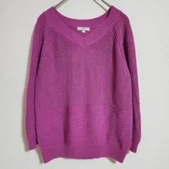 【ensuite lumière】（M）Vネックドロップショルダーリブニット