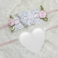 ヘッドドレス スタイ　10cm ぬいぐるみ　服　前掛け　ピンク　バラ