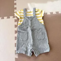 UNIQLO ロンパース・カバーオール 半袖　80cm グレー/イエロー
