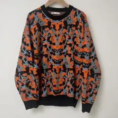 ZARA カモフラージュパターン ニット M オレンジ　オシャレ　美品