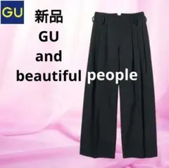 新品　GU　beautiful people　タックワイドパンツ 　Sサイズ黒