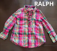 RALPH LAUREN チェック長袖シャツ 100cm フリル付き
