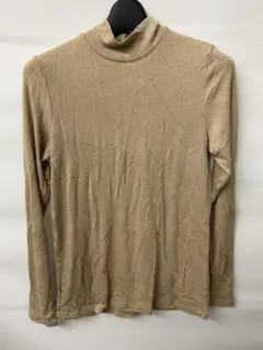 UNIQLO ユニクロ リブハイネックT 長袖 レディース ベージュ　L