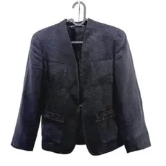 Max Mara マックスマーラーノーカラージャケット 麻 フリンジ ブラックのサムネイル