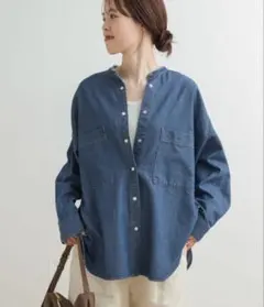 URBAN RESEARCH DOORS　デニムバンドカラーシャツ　25ss