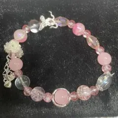 ハンドメイド ピンクビーズブレスレット