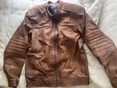 プラスサイズ　大きいサイズ　ブラウン　革ジャケット