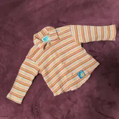 IKKS オレンジ ストライプ 長袖シャツ 80センチ