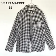 ハートマーケット◇ギンガムチェック シャツ 長袖 ブラック コットン 羽織り M