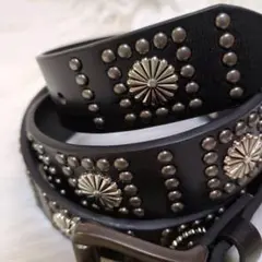 ベルト ブラック ウエスタン フラワー スタッズ アメカジ パンク ロック