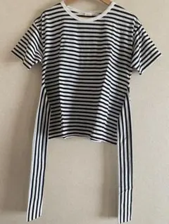 ストライプ 半袖Tシャツ リボン付き