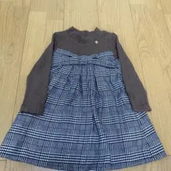 petit main リボン切り替えワンピース ワンピース 100