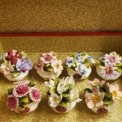美品】エインズレイ 陶花 3点セット 英国製 ボーンチャイナ 置物