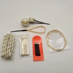 【新品未使用】髪飾りセット ゴールド ホワイト 和玉かんざし 水引 組紐