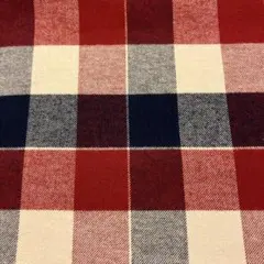 先染め生地（紺×赤×ベージュのチェック柄ツイル）