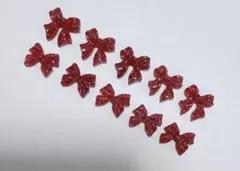 リボン ネイルパーツ 赤 ③