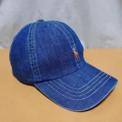 POLO キャップ 紺 デニム ポロ ラルフローレン ポニー 古着 小さめ