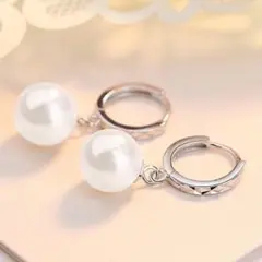 パール付きフープピアス