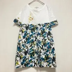 【23区】抽象模様 半袖Tシャツ コットン レディース 44 チュニック丈 夏のサムネイル