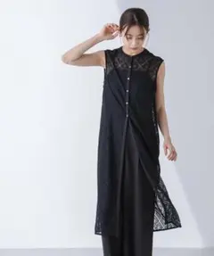 nano universe　レースロングジレ　サロペットセット