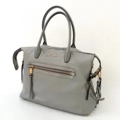 Gカード付　MIU MIU 2way ハンドバッグ ショルダー　グレー マドラス