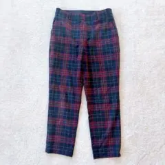 UNIQLO チェック柄 テーパードパンツ L レッド系