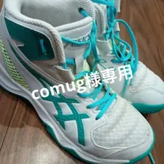 ASICS バスケ　22.5㎝　ダンクショット　白緑　バッシュ　ターコイズ