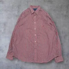【NAUTICA】US輸入アメリカ古着刺繍ロゴストライプメンズ長袖シャツアメカジ