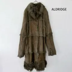 希少★ラム100％ リアルムートン ファーコート F ロング丈 カーキ 個性的
