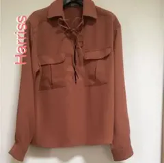 Harriss ブラウン レースアップ ブラウスのサムネイル