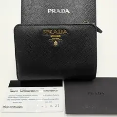 PRADA プラダ 折り財布 サフィアーノ レザー バイカラー 블랙