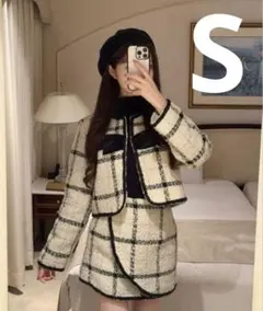 GRL グレイル ツイードチェック柄リボンジャケット×ミニスカートセットアップ