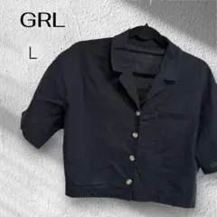 【GRL】 セットアップの上のみ 半袖シャツ ショート丈 ブラック Lサイズのサムネイル