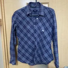 Burberry ネイビー系チェック長袖シャツ　❤️