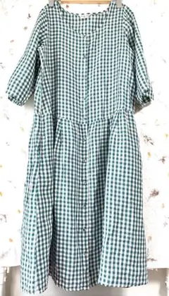 新品同様*SM2サマンサモスモス*リネン100%ギンガムチェック ワンピース