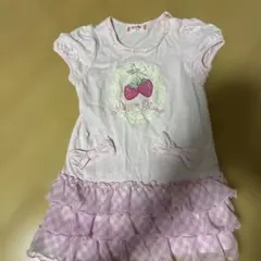 mezzo piano いちご柄ワンピース ピンク　90のサムネイル