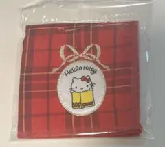 ハローキティ展　ガーゼタオルハンカチ　赤チェック