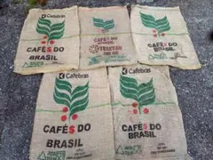 No08・コーヒー豆輸送用麻袋セット・ドンゴロス・ 珈琲豆包装袋・5点