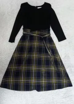 any SiS オンワード樫山 ニットドッキングワンピース M ベルト付き　綺麗