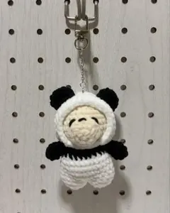 パンダのかぶりものクマあみぐるみキーホルダー