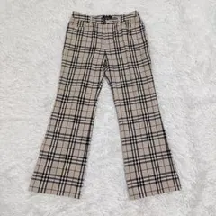 BURBERRY LONDON ノバチェックフレアウールパンツ ストレッチ L