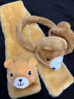 くま 耳当て＆マフラーセット キッズ 防寒 ふわふわ 冬小物