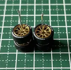 カスタムホイール　タイヤ　パーツ　1/64 深リム　10本スポーク　金メッキ